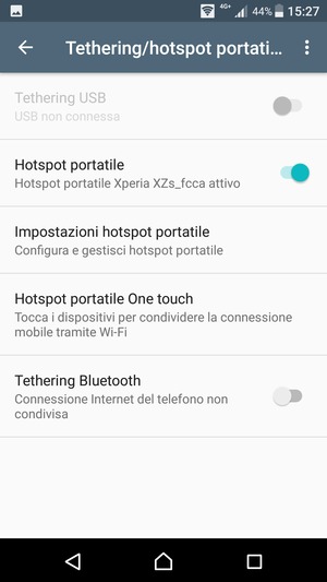 Il telefono è ora pronto per essere usato come modem