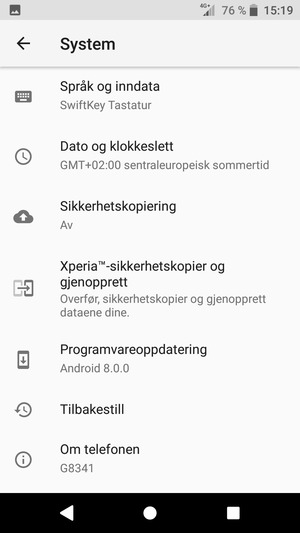 Velg Sikkerhetskopiering
