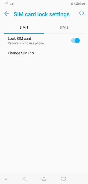 Select SIM 1 or SIM 2 and select Change SIM PIN