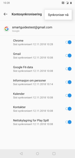 Velg Synkroniser nå