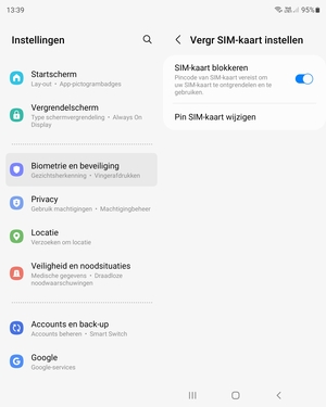 Selecteer Pin SIM-kaart wijzigen