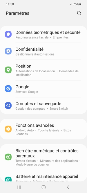 Faites défiler et sélectionnez Comptes et sauvegarde