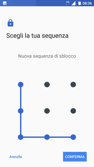 Disegna nuovamente la sequenza di sblocco e seleziona CONFERMA