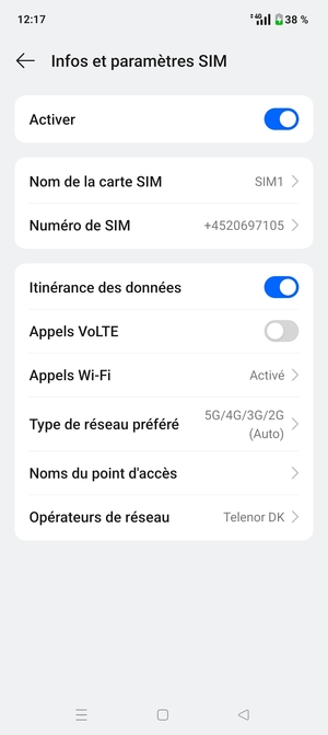 Activer ou désactiver Itinérance des données
