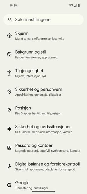 Bla til og velg Posisjon