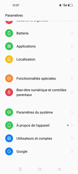Faites défiler et sélectionnez À propos de l'appareil