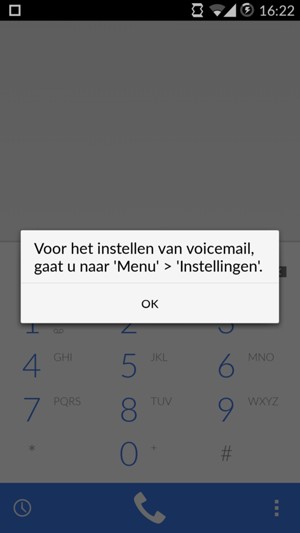 Als uw voicemail niet geïnstalleerd is, selecteert u OK