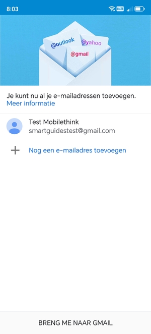 Selecteer BRENG ME NAAR GMAIL