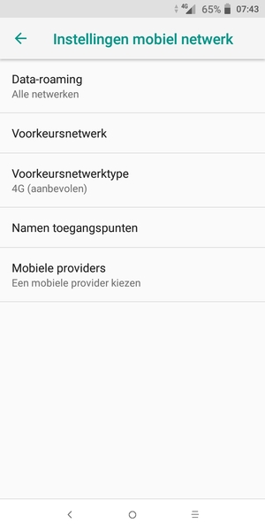 Selecteer Data-roaming
