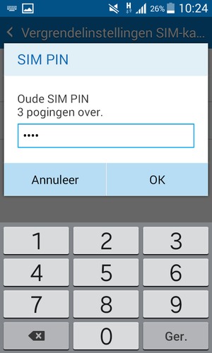 Voer uw Oude SIM PIN in en selecteer OK