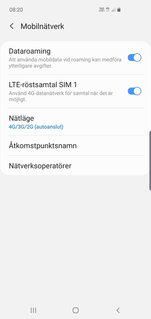 Slå på eller stäng av Dataroaming