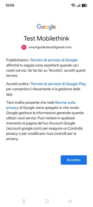 Seleziona Accetto