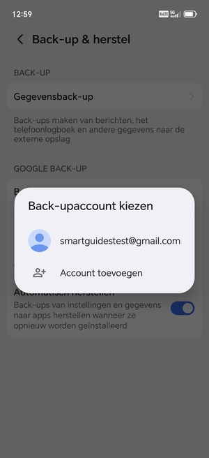 Selecteer uw back-up-account