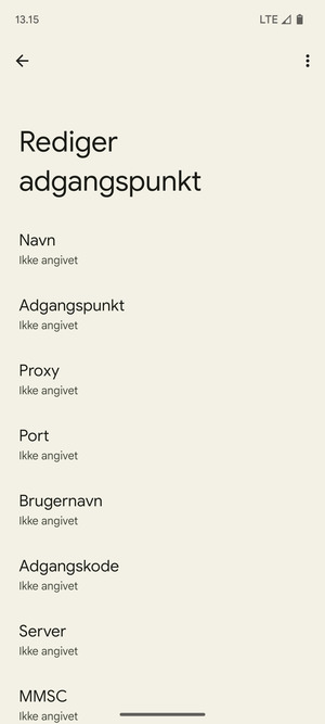 Indtast internet-oplysninger