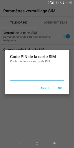 Veuillez confirmer votre nouveau code PIN et sélectionner OK