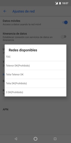 Seleccione un operador de red de la lista