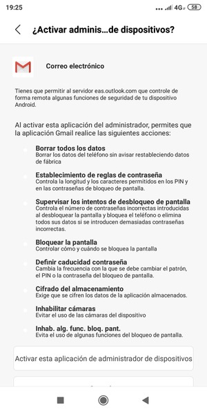 Seleccione Activar esta aplicación de administrador de dispositivos