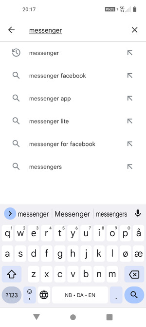 Skriv inn applikasjonsnavnet og velg Søk