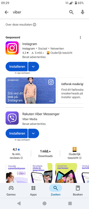 Selecteer de app