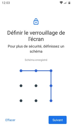 Dessinez un motif de déverrouillage et sélectionnez Suivant