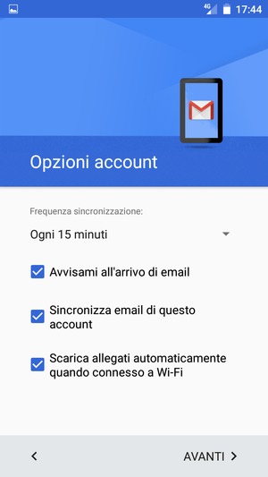 Seleziona AVANTI