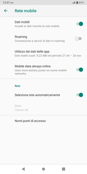Seleziona Nomi punti di accesso