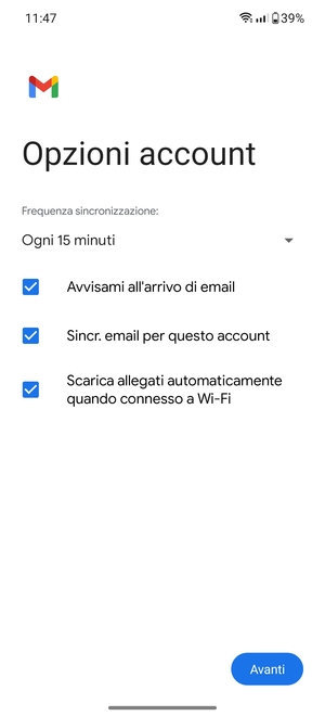 Seleziona Avanti