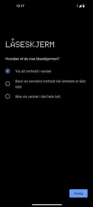 Velg ønsket alternativ og velg Ferdig
