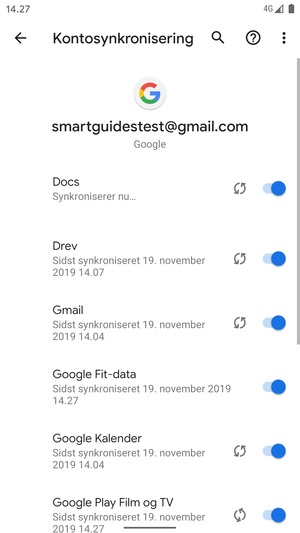 Dine oplysninger vil blive synkroniseret