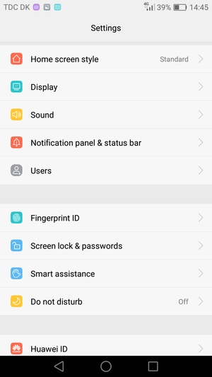 To activate your screen lock, go to the Settings menu and select Screen lock & passwords
