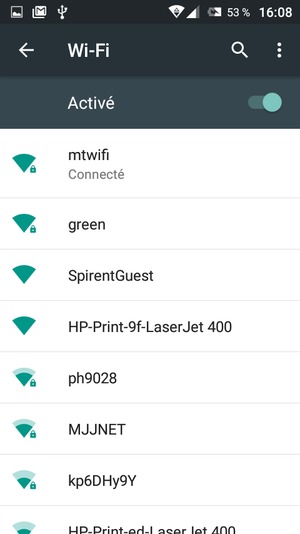 Vous êtes maintenant connecté au réseau Wi-Fi