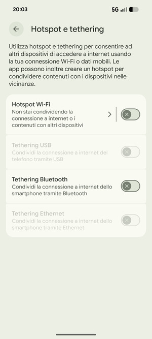 Seleziona Hotspot Wi-Fi