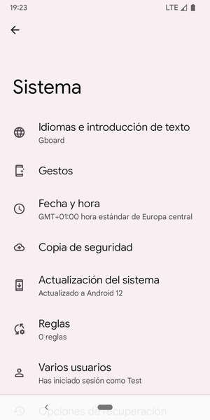 Seleccione Actualización del sistema