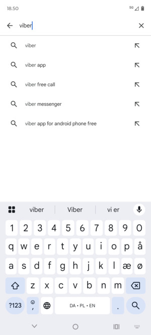 Indtast navnet på appen og vælg Søg