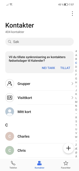 Velg menyknappen