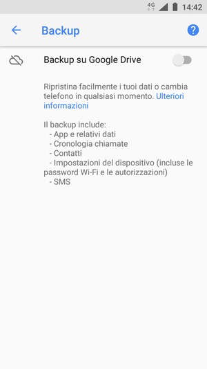 Attiva Backup su Google Drive