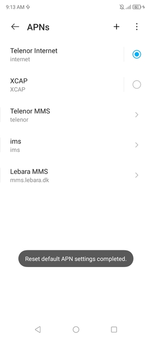 Your phone will reset to default Internet and MMS settings