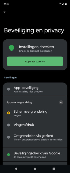 Selecteer Schermvergrendeling