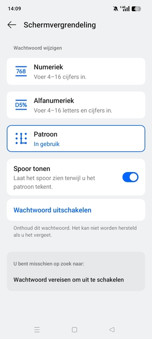 Uw telefoon is nu beveiligd met een schermvergrendeling