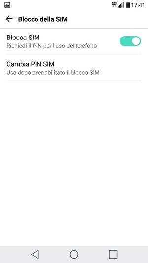 Seleziona Cambia SIM PIN