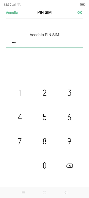 Inserisci Vecchio PIN SIM e seleziona OK