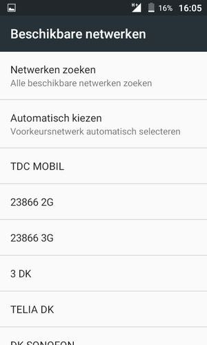 Selecteer een netwerkoperator uit de lijst