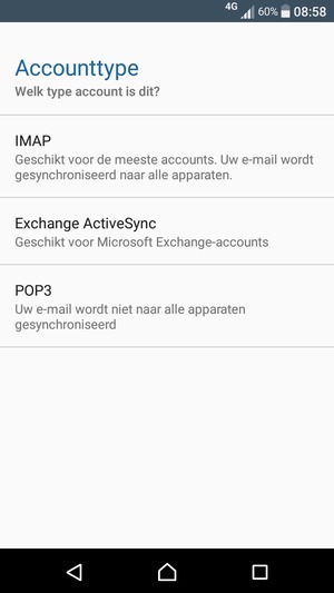 Selecteer Exchange ActiveSync
