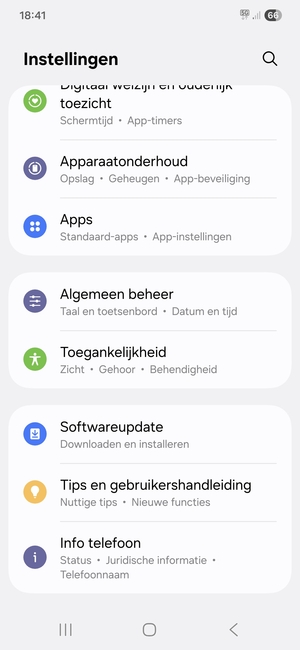 Scroll naar en selecteer Softwareupdate