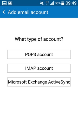 Select POP3 account or IMAP account