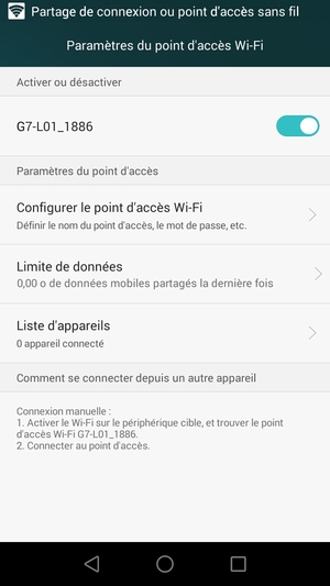 Votre téléphone est maintenant configuré pour être utilisé comme modem