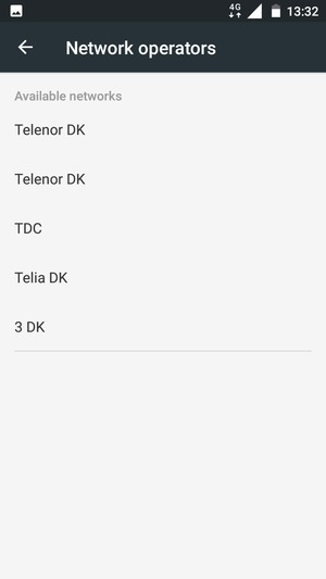 Select a network operator from the list