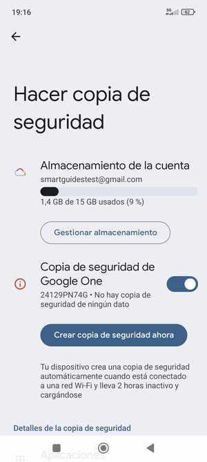 Seleccione Almacenamiento de la cuenta