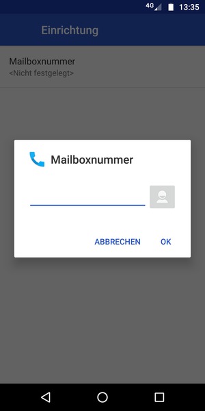 Geben Sie die Mailboxnummer ein und wählen Sie OK
