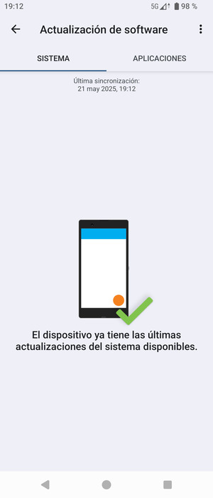 Si su teléfono está actualizado, verá la siguiente pantalla